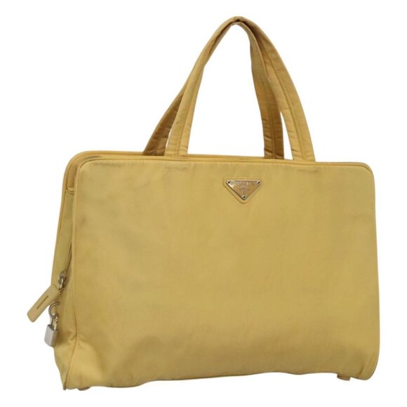 PRADA Hand Bag Nylon Yellow Silver Auth - Picture 1 of 16